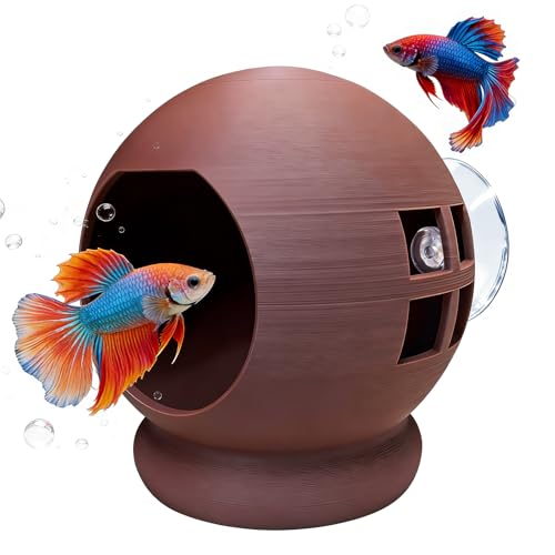 Betta Hammock & Floating Log - Natural 3D Printed Cozy Hideout with Suction Cup, Lightweight PLA Aquarium Decor for Small Tanks,2.6" W x 2.9" H (Brown)