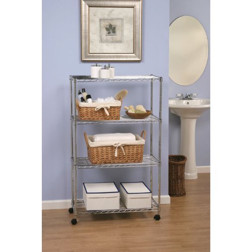 Seville Classics 4-Tier Steel Wire Shelving with Wheels, 30