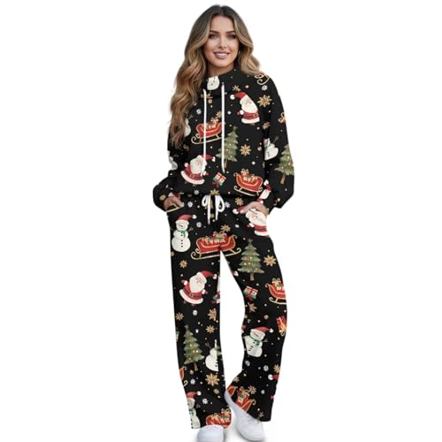 ZWPINITUP Christmas Party Women's 2 Piece Outfits Casual Turtleneck Sweatshirts