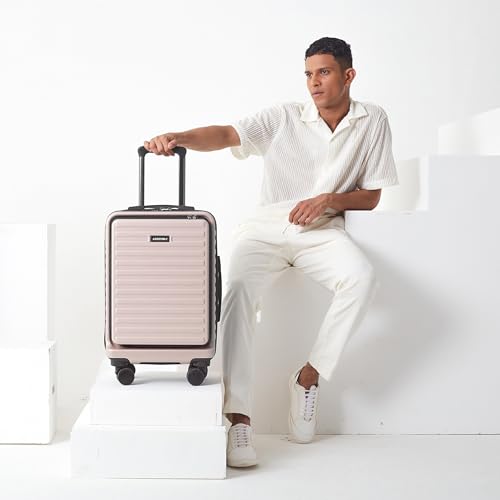 Image of Assembly Cabin Suitcase Small with Double Spinner Wheels & 3 Packing Cubes, Lightweight Polycarbonate Hard Shell Carry On Luggage for Business Travel & Getaway, Ivory, 20-Inch