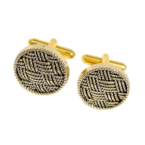 Mancuernillas para Hombre Oro Textura Retro Tejida