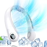 Portable Neck Fan that Blow Cold Air, LED Display, Rechargeable Hands-Free Wearable Cooling Personal Fan, 5 Speed, Neck Support, Bladeless Neck Air Conditioner, Gift for Women/Men, Hot Flashes, Travel
