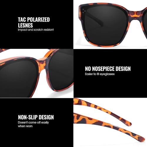 Image of Xfeel Polarized Over Glasses Sunglasses for Women Fitover Sun Glasses | Sunglasses that Fit Over Glasses, UV400 Protection, Outdoor Driving Shades, Over Reading /Prescription Glasses Sunglasses