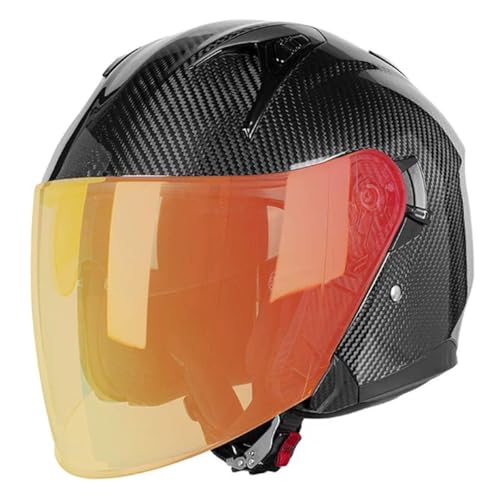 Casco abierto de moto ligero en fibra de carbono vintage 3/4