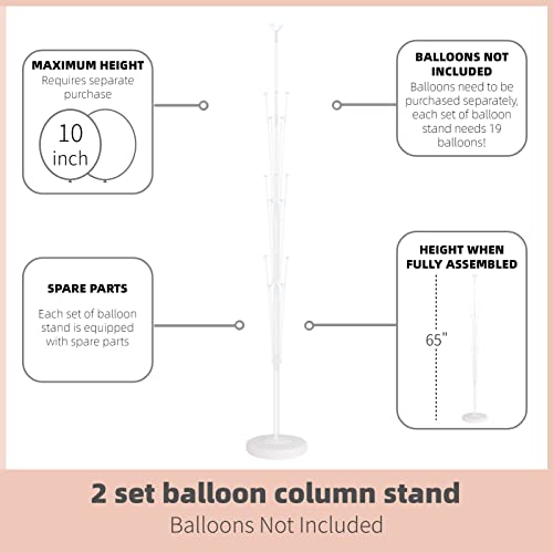 Image of Balloon Column Stand Kit Set of 2 - Balloon Stand with Base, and Pole,Balloon Tower Backdrop Decoration for Wedding, Baby Shower, Birthday Party, or Bachelorette Parties