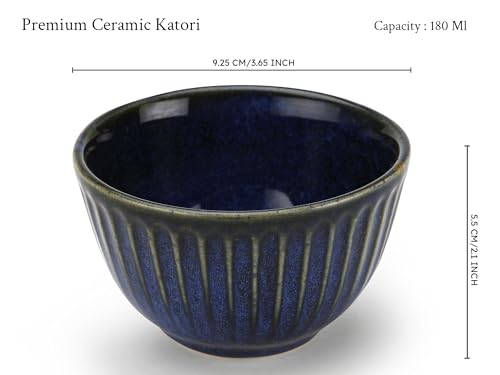 Image of Bodhi House Handcrafted Stoneware Reactive Glaze Ceramic Dinner Set, 6 Pieces Serving for 2, Microwave and Dishwasher Safe, Bone-ash Free, Crockery Set for Dining and Gifting, Indigo Blue