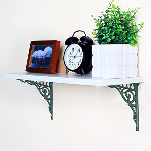 Brasstar DS8462 2Pcs Cast Iron Green European Style Wall Shelf Brackets Thick Wall Hanger Antique Home Farmhouse Decorative Large 10.6In (Length) Tqgjpt157 thumb #4