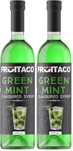 Image of Fruitaco Green Mint Syrup 375ML | Mixer for Mocktails, Cocktails, Drinks, Juices, Beverages | Non Alcoholic Mix (Pack of 2)