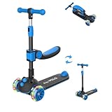 キックスクーター 子供用 RideVOLO キックボード 2way三輪車 三段階高さ調整 62/74/81cm 光るLEDタイヤ 折り畳み式 シート高さ調節可能 方向変換 耐荷重50kg アウトドアに適用 おもちゃ 安定 ギフトに最適 ブラック