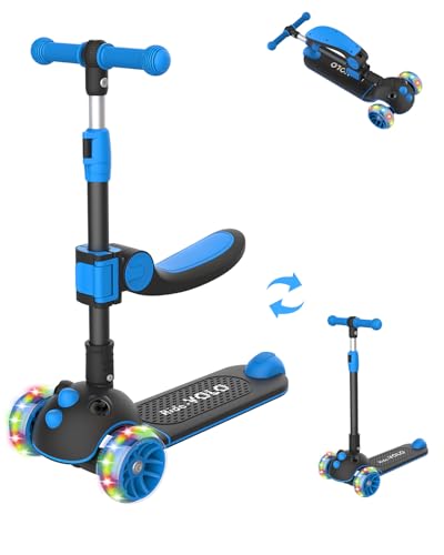 キックスクーター 子供用 RideVOLO キックボード 2way三輪車 三段階高さ調整 62/74/81cm 光るLEDタイヤ 折り畳み式 シート高さ調節可能 方向変換 耐荷重50kg アウトドアに適用 おもちゃ 安定 ギフトに最適 ブラック - RIDEVOLO - 商品画像