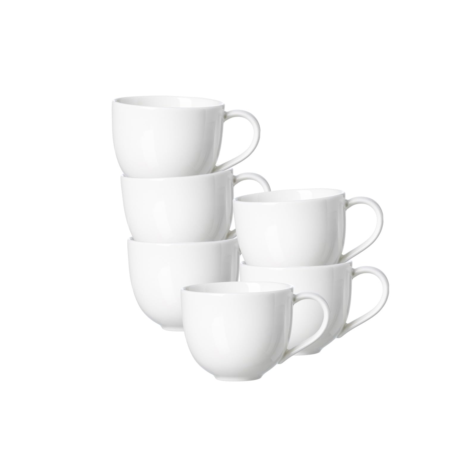 Ritzenhoff & Breker Skagen Espressotasse 90 ml 6er Set | Klassisches Tafelgeschirr | Abgerundete Formen | Porzellan | Spülmaschinen- & Mikrowellenfest | Weiß