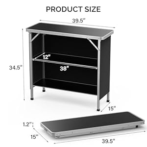 Vingliportablebartable3tiershelvesmobilebartableforeventspartycampingpicnictradeshowindoorwithblackskirt39lx34h Urban Country Home Decor Vingli portable bar table 3 tier shelves mobile bar table for events party camping picnic tradeshow indoor with black skirt 39 l x 34 h urban country home decor