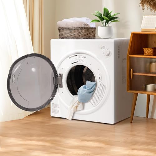 Image of Elevon 1500W Portable Clothes Dryer, 3.5 cu.ft Electric Drying Machine for Laundry with Steel Tub for Apartment, Dorms, Compact Dryer for Small Space, Black /White