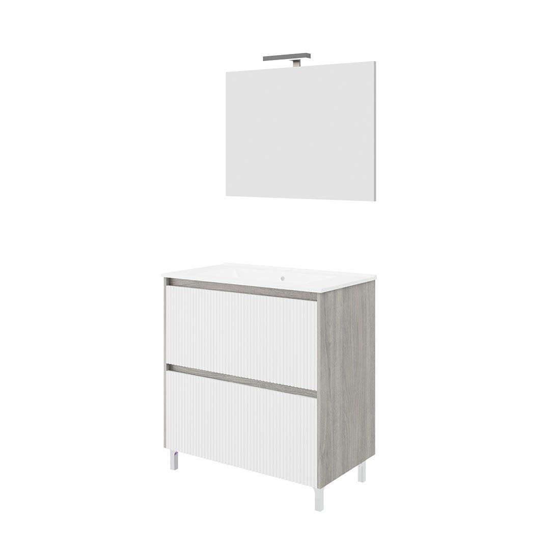 Kiamami Valentina - Mobile Bagno A Terra 80Cm Con Frontale Cannettato | Corfu'