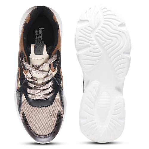 Image of Liberty LEAP7X Brown & White Running Shoes for Men