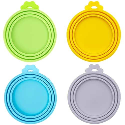 DORUI Dosenabdeckungen für Haustiere, 4 Stück, universell, BPA-frei, Silikon, Deckel für Hunde und Katzen, passend für die meisten Standard-Größen von Hunde- und Katzendosen (gemischte Farben B) Cover