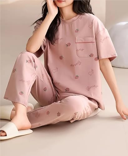 Image of Louis Luxe Womens Korean Night Dress || Full Pyjama Set || Korean Nightsuit || Women Nightwear ||Round Neck Full Sleeve Nightsuit || Loungewear || Everyday Nightdress (ND-09)