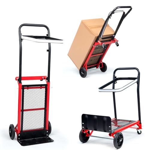 Crystals 2-in-1 Folding Sack Truck & Platform Trolley – Heavy Duty Convertible Aluminium Hand Truck Dolly with 120kg/60kg Load Capacity for Home, Office, Warehouse, Garden & Outdoor Use (Design-2)