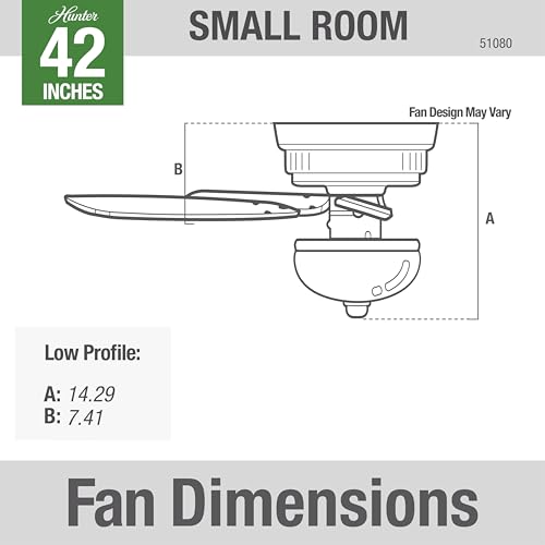 Image of Hunter Newsome, Indoor, Ceiling Fan, with LED Light, 42 inch, Fresh White