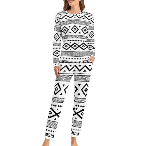 Pyjama Femme à Rayures Géométriques pour des Nuits Douces en Pantalon Confort