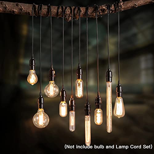 Zevnico E26 E27 Light Sockets, 8 Packs Edison Period Retro Style Pendant Lamp Holder, Replacement Diy Pendant E26 Medium Base Screw Light Holder, Maximum Wattage 100W, Vintage Black Light Bulb Socket #TOP1