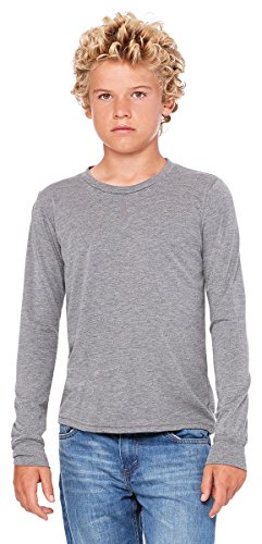Bella + Canvas Youth Jersey Long-Sleeve T-Shirt L GREY TRIBLEND
