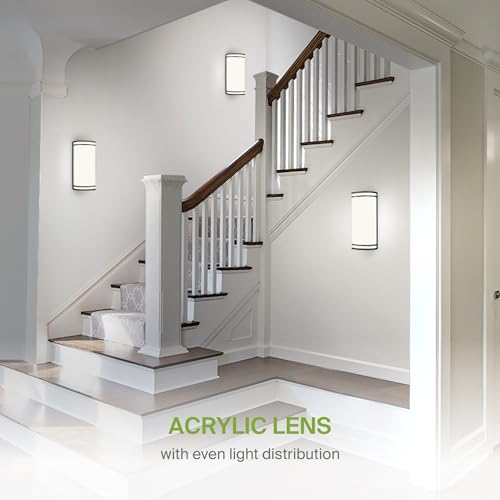 Image of ASD Indoor LED Wall Sconce Lights - 14 Inch 20W Black Modern LED Wall Sconces Hardwired - ETL Dimmable 3000K 4000K 5000K Adjustable Sconce Light Fixture for Bedroom, Hallway, 2 Pack