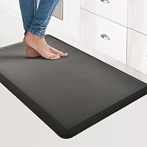 Art3d Anti Fatigue Mat – 1/2 Inch Cushioned Kitchen Mat – Non Slip Foam Comfort Cushion for Standing Desk, Office or Garage Floor (17.3″x28″, Black)