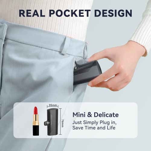 Tcnoll Mini Portable Charger 4800Mah Small Power Bank Battery Charger Fast Charging 15W Ultra-Compact Lightning Output External Battery Pack For Iphone 14 Pro Max 13 12 11 8 7 6S Ipad Pro 2023-Black #TOP7