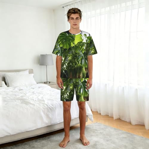 Pijama transpirable de hombre de 2 piezas Monstera Deliciosa premium 3