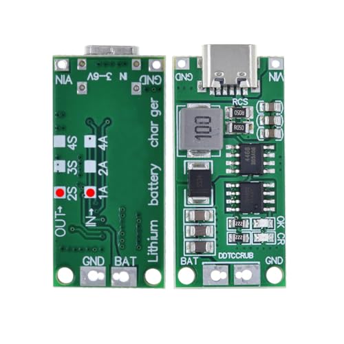 Hailege 2pcs Multi-Cell 2S 3S 4S Step-Up Boost LiPo Polímero Li-ion Placa de carga USB-C a 8.4V 12.6V 16.8V (2S 1A) 7.4V 11.1V 14.8V 18650 Módulo de refuerzo de batería de litio tipo C
