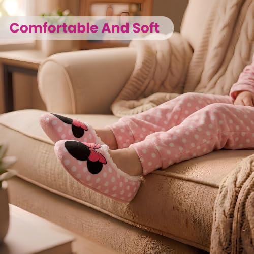 Image of Women Slipper Plush SlipOn Sock Slippers Stitch Minnie Jack Skellington