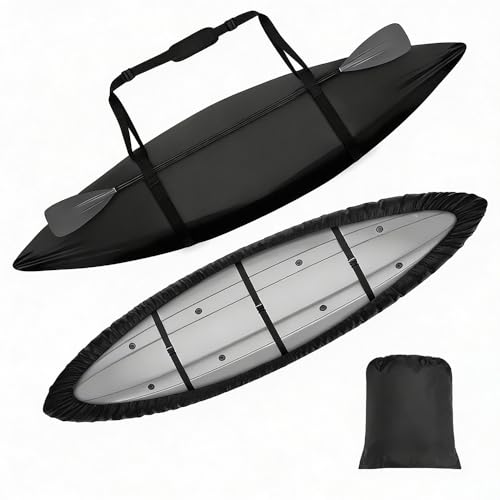 LZBCIXA Water-Resistant Kayak Cover for Prijon Curve 3.0, 420D All Weather Heavy Duty Oxford Fabric Canoe Cover with Elastic Hem & Straps Outdoor Storage,A