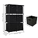 Function Home 6 Drawer Storage Organizer, Fabric Chest Cabinet, 3 Tier Metal Shelves with 6 Non-Woven Collapsible Bins, Organizer Tower Unit for Storing Clothing Documents Books Towels in Black