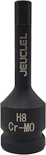 JEUCLEL 8mm Hex Impact Bit Socket, H8 1/2-Inch Impact Drive Allen Socket, Cr-Mo Steel Lengthen Hex Screwdriver Socket Adapter