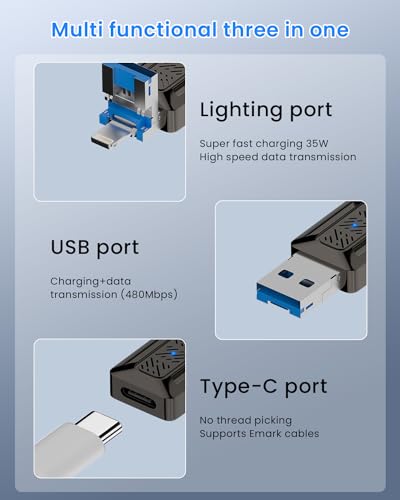 Image of ZORBES USB Adapter for iPhone, USB A /Light-ning to Type C Adapter 2 in 1 Light-ning to Type C Adapter for iPhone 1413 /12 /11, iPad Air, Support Support Data Transfer & Max 35W Fast Charging