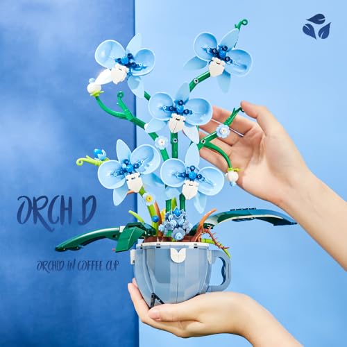 Ideas Blue Orchid Ideas Flowers Building Block Set，DIY Home Decoration Kit for Adults，Compatible with Lego Flowers Home Decor Gift for Mother's Day, Valentine Day, Birthday, Christmas Day - 567PCS by QFJ - Image 7