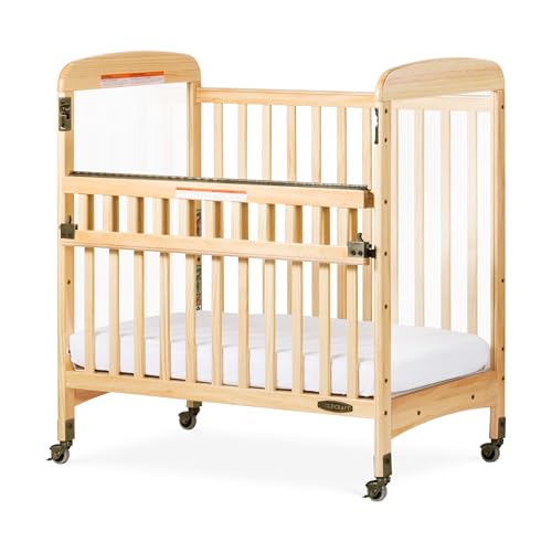 Child Craft Avery SafeAccess Wooden Compact Portable Crib, Features 2 Easy Roll Locking Wheels, Durable Wood Construction, Fits Through Doorways...
