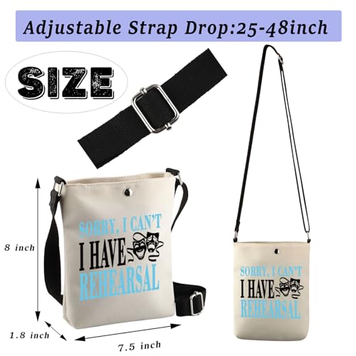 BDPWSS Sorry I Can't I Have Rehearsal Theater Tech Week Gift Drama Comedy Tragedy Masks Theater Drama Lover Crossbody Bag2