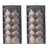 Enlarged Closet Hanging Bra Organizer with Rotating Metal Hanger, Dual Sided Wall Shelf Wardrobe Mesh Pockets Hanging Storage Bag for Bra Socks Underwear Underpants