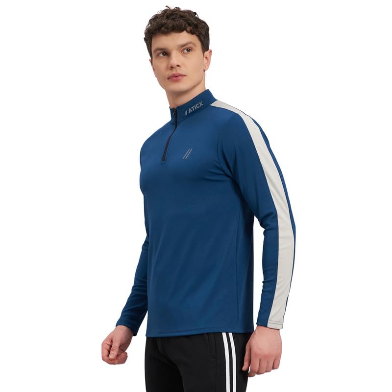 Image of ATICX Polyester Full Sleeve Compression High Turtle Neck Sports Jersey T Shirt for Men - Quick Dry Fit Gym Workout Top for Running, Swimming, Training, Cycling, Football, Badminton