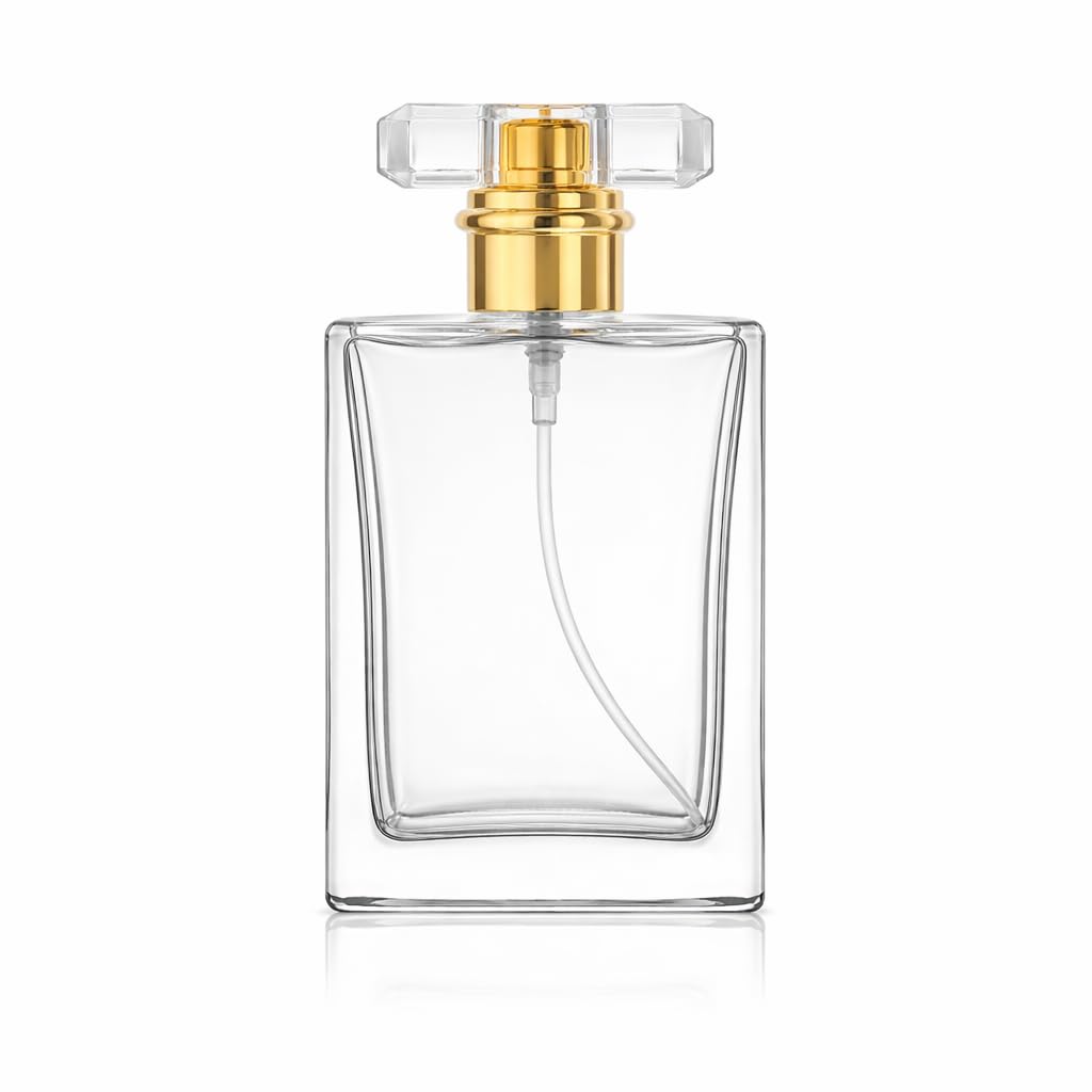 Hunky Dory 50ml Empty Clear Glass Delicated Perfume Decant Spray Bottles with Metally Pump and Unique Cap For DIY Perfume, Essential Oils, Rose Water, Travel Use (Pack of 1)-image-49