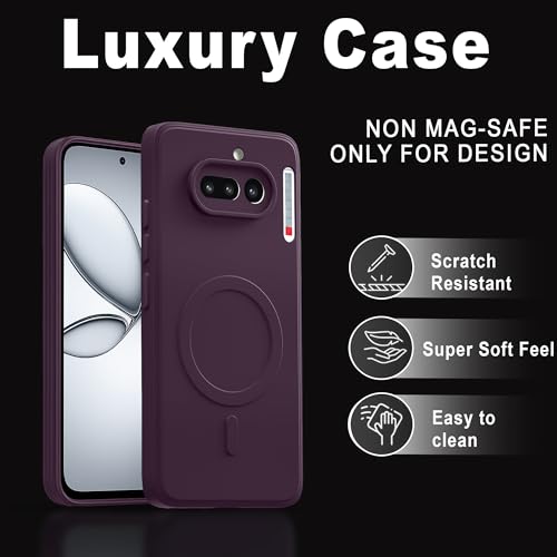 Image of Hupshy Back Cover for Nothing Phone 4a 5G Soft Matte Silicone Mag-Safe Design (Mag-Safe Not Support) Camera Protection | Slim Fit Bumper Cover (Purple)
