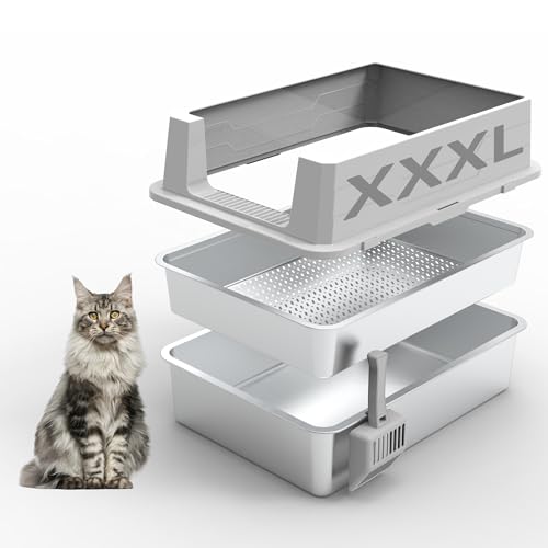 XXXL Stainless Steel Sifting Litter Box for Pine Pellets, 28