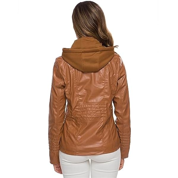 Adhdyuud Vrouwen Casual Lange Mouw Lederen Jas Pu Slim Fit Motorfiets Korte Jassen Jas