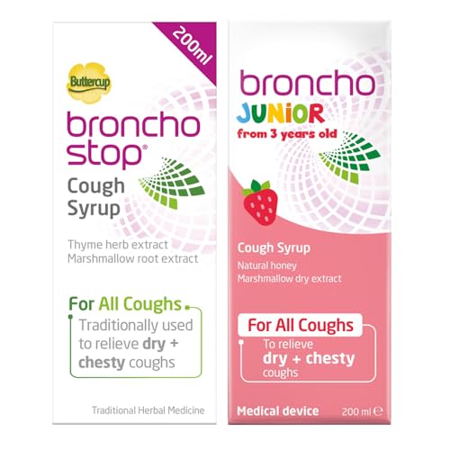 Image of Bronchostop Cough Syrup - for the Relief of Any Cough - 200 ml & Junior Cough Syrup for Children, 200ml