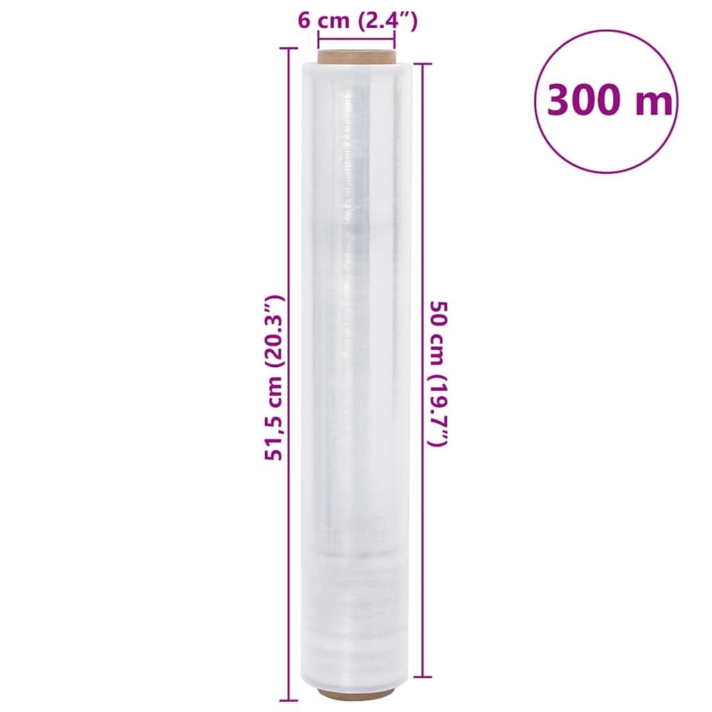 Film elástico transparente 20 μm grosor 50 cm x 300 m 2 unidades PE material de embalaje para cartón caja protección durante el transporte, almacén oficina envío