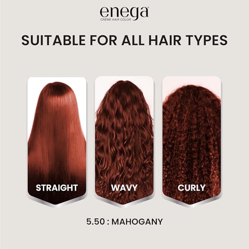 Image of Enega No Ammonia Grey Coverage Long Lasting Creme Hair Color with Argan Oil & Green Tea Extract - Pack of 1(150 ML) (Mahogany)