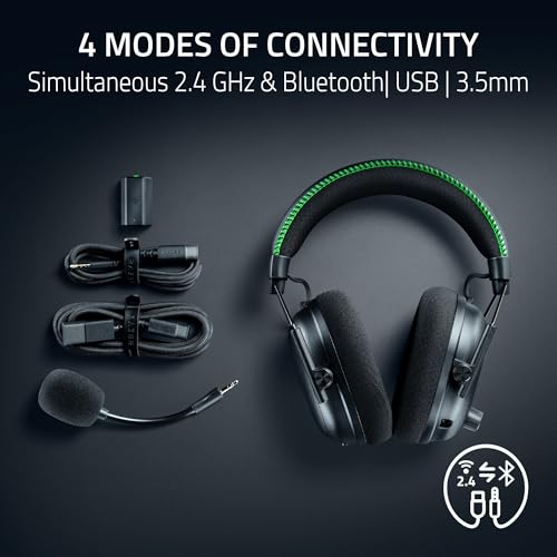 Image of Razer BlackShark V3 Pro Wireless ANC Gaming Headset for Xbox: Full Band Mic - 50mm Driver - 2.4 GHz, Bluetooth, USB, 3.5mm - Works with PC, Mac, PS5, Nintendo Switch - Long Battery Life - 2XKO Edition