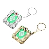 Material: Legierung, Papier Harilla 2Pcs Ark Quran Book Schlüsselbund Muslim Religionsbuch Hanging Keyring Charm Memorial